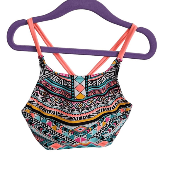 Art Class Girl's Size M Longline Bikini Swim Top Multicolor Tribal Aztec Print - Picture 1 of 7